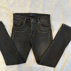 COPY - Levi’s Faded Black Silver Studded Cigarette Slim Jeans Size 24